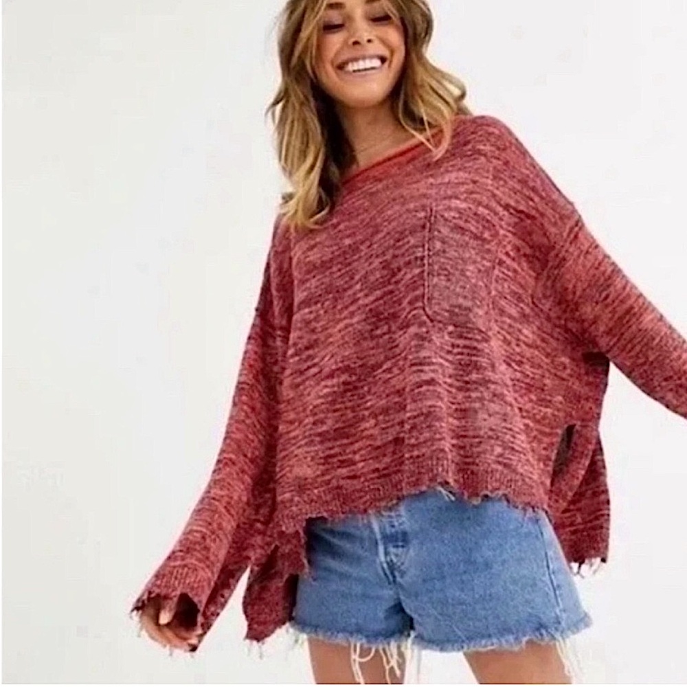 Free People Sweater Prism Pullover Coral Combo Size Extra Small (XS)